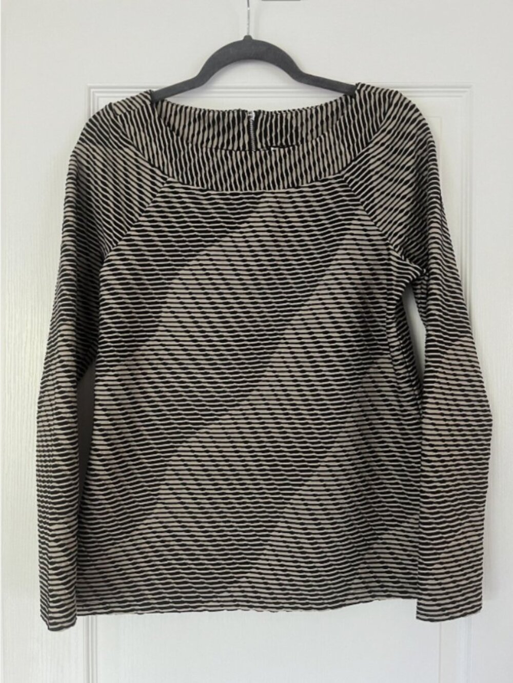 Dana Buchman Women's Khaki And Black 3/4 Sleeve Tunic Blouse Size Small